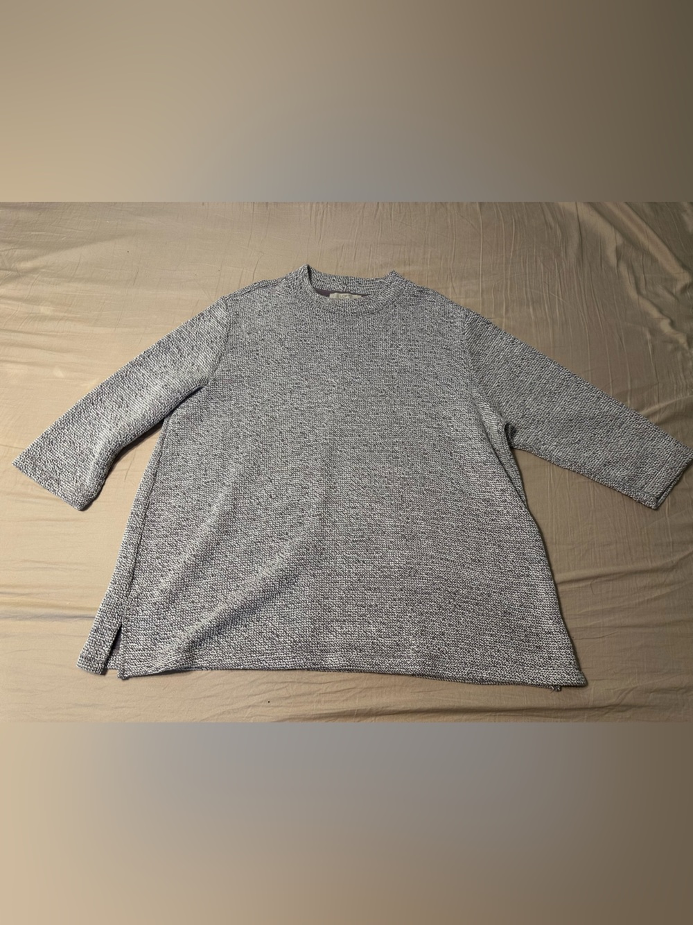 3X LOFT Gray & purple Heather Crewneck Sweater